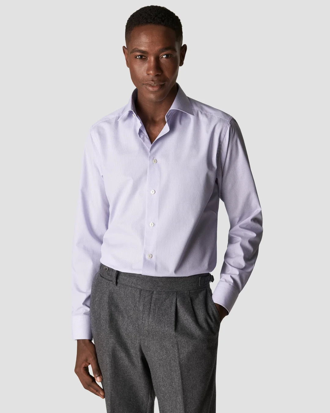 Light Purple Striped Signature Poplin Shirt Eton