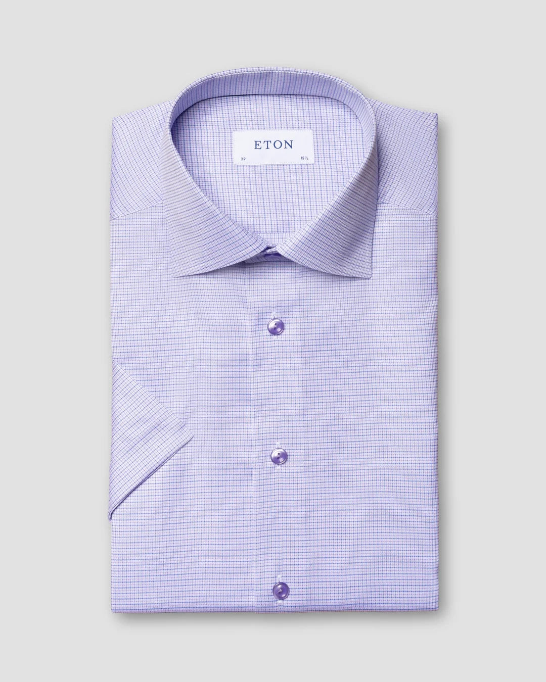 Purple Checked Short Sleeve Shirt Eton