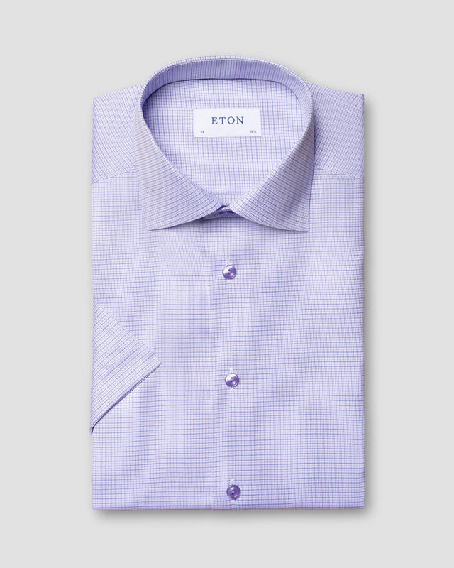 Purple checked short sleeve shirt - Eton
