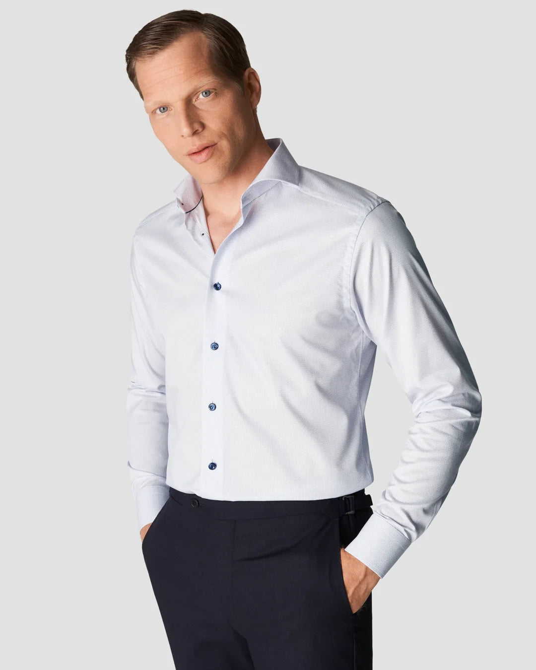 Light Purple Geometric Print Signature Twill Shirt Eton