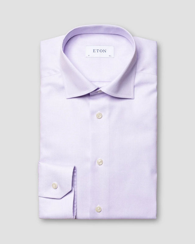 Lila Signature-Twill-Hemd – mittleres Gewicht - Eton