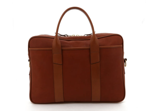 Commuter Briefcase - Light Brown / Cognac Pebbled Leather