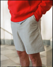 Light Green Cotton Seersucker Shorts