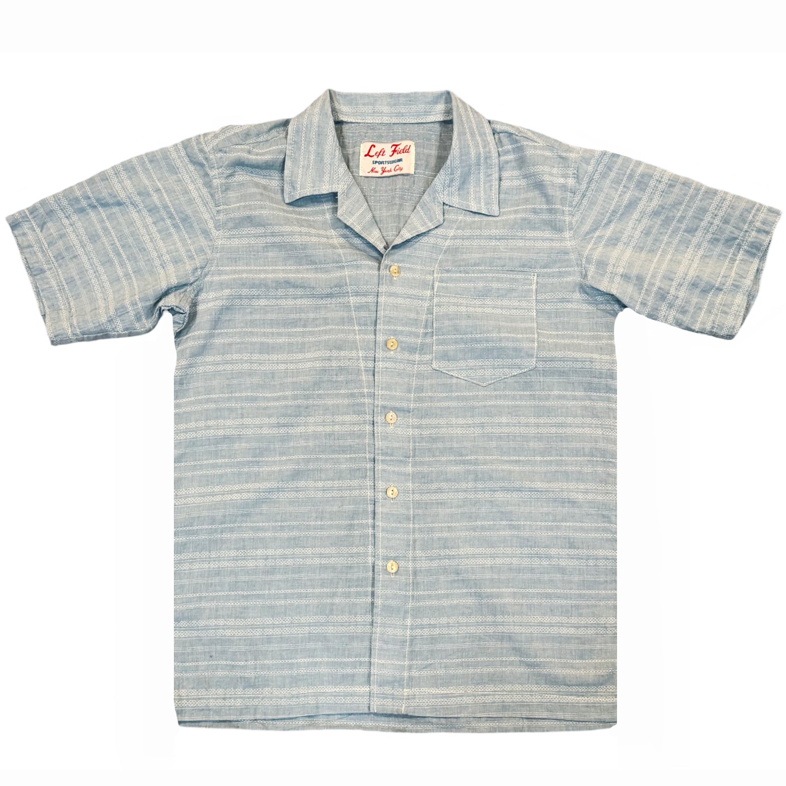 Pale Japanese Cotton Linen Jacquard Camp Shirt