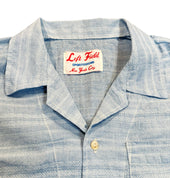 Pale Japanese Cotton Linen Jacquard Camp Shirt