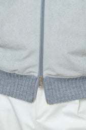 Grey And Light Grey Cardigan Alcantara Wool Made In Italy