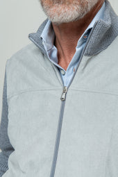 Grey And Light Grey Cardigan Alcantara Wool Made In Italy