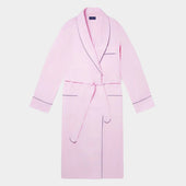Lilac End On End Cotton Gown With Navy Piping