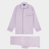 Lilac Houndstooth Cotton Pyjamas With Navy Piping
