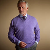 Lilac V Neck Cashmere Sweater