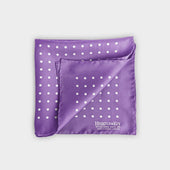 Lilac & White Medium Spot Silk Pocket Square
