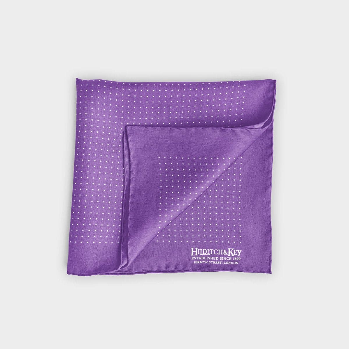 Lilac White Small Spot Silk Pocket Square