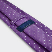 Lilac White Spot Herringbone Silk Tie