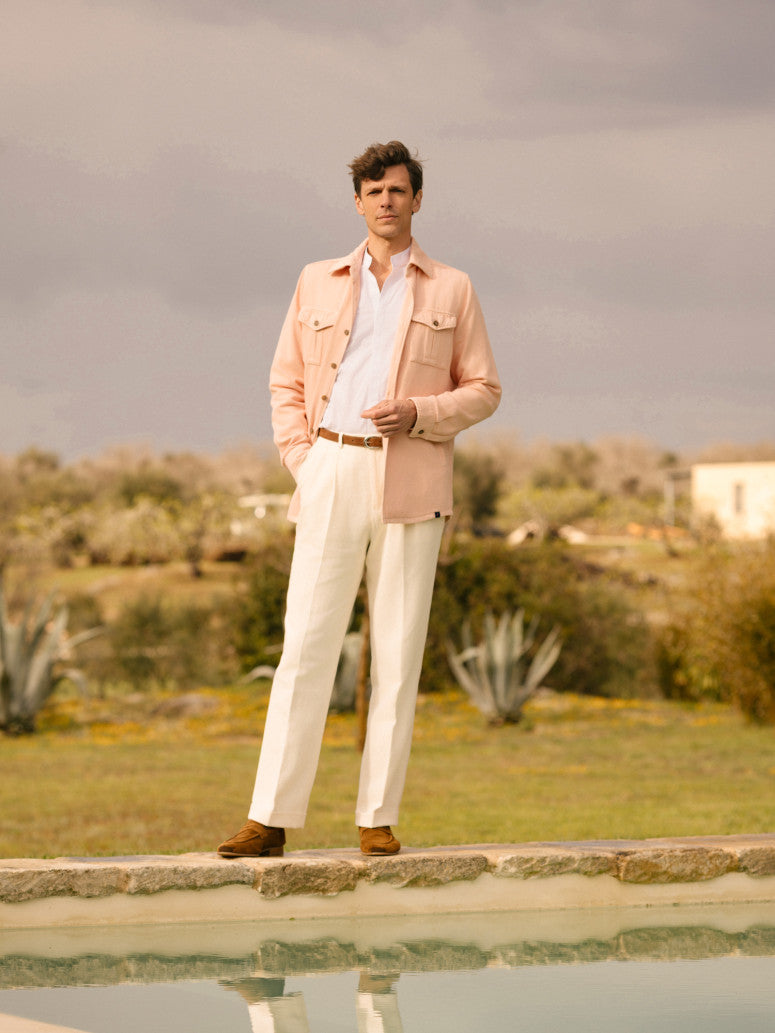 Pink Linen And Cotton Menorca Overshirt