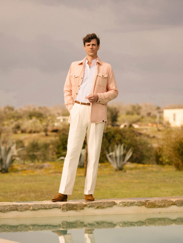 Pink linen and cotton Menorca overshirt