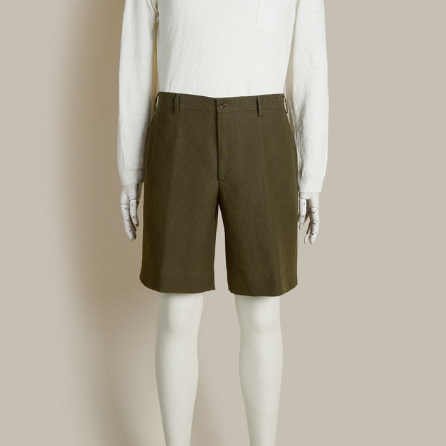 Tailored Linen Beach Shorts In Khaki