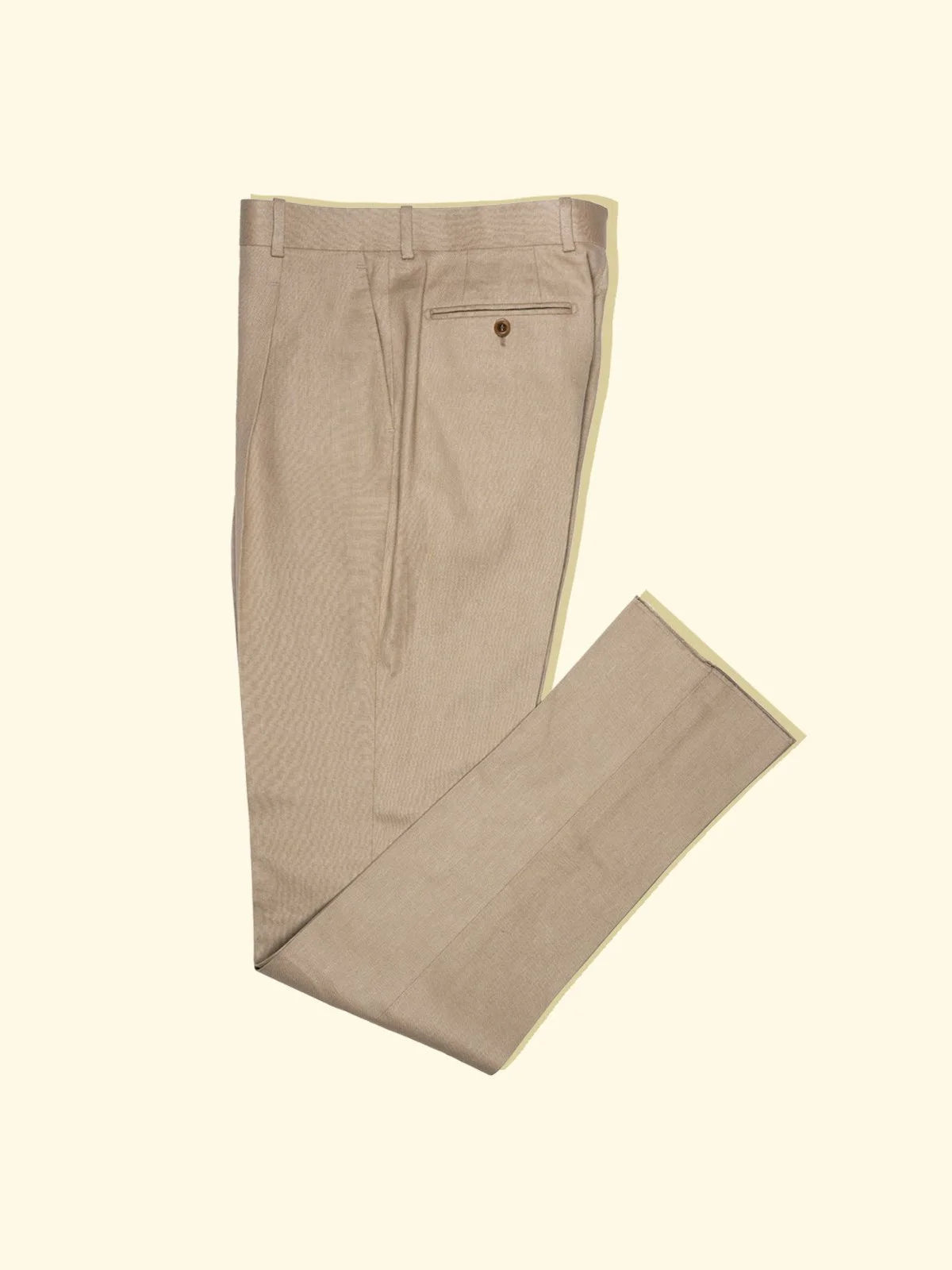 Linen Cotton Twill Pleated Trousers Honey The Anthology