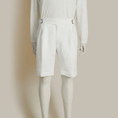 Irish Linen Gurkha Shorts In Off White