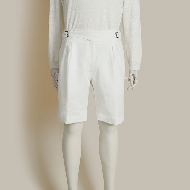 Irish Linen Gurkha Shorts In Off White