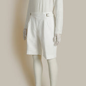 Irish Linen Gurkha Shorts In Off White