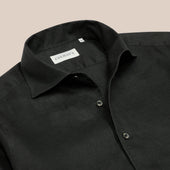 French Linen One Piece Collar Riviera Shirt In Dark
