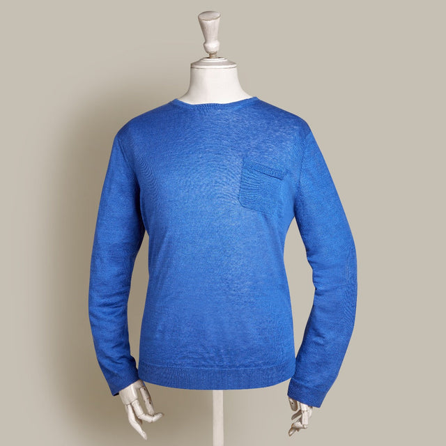 Linen Knitted Sweater In Ocean