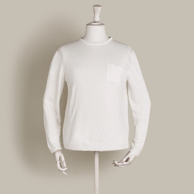 Linen Knitted Sweater In Off White