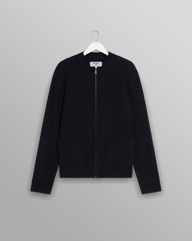 Lisford - Navy Stitch Zip Cardigan