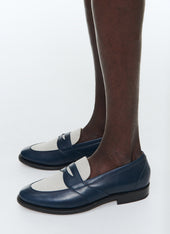 Two Tone Leather Linen Loafers