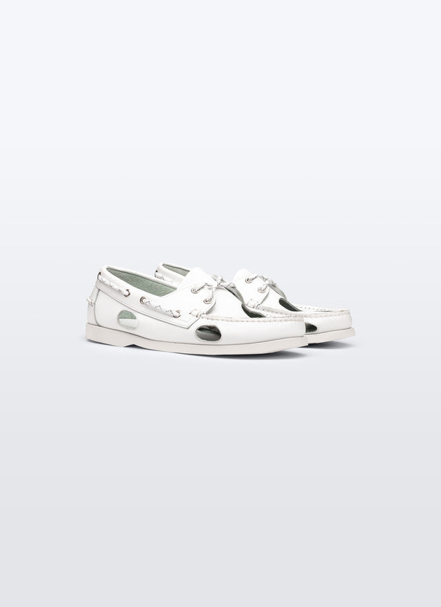 Openwork leather boat shoes