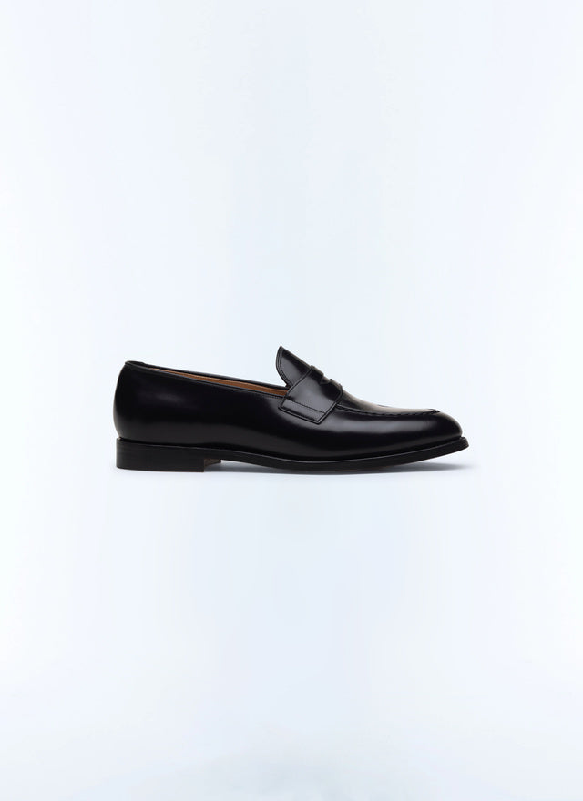 Black leather loafers