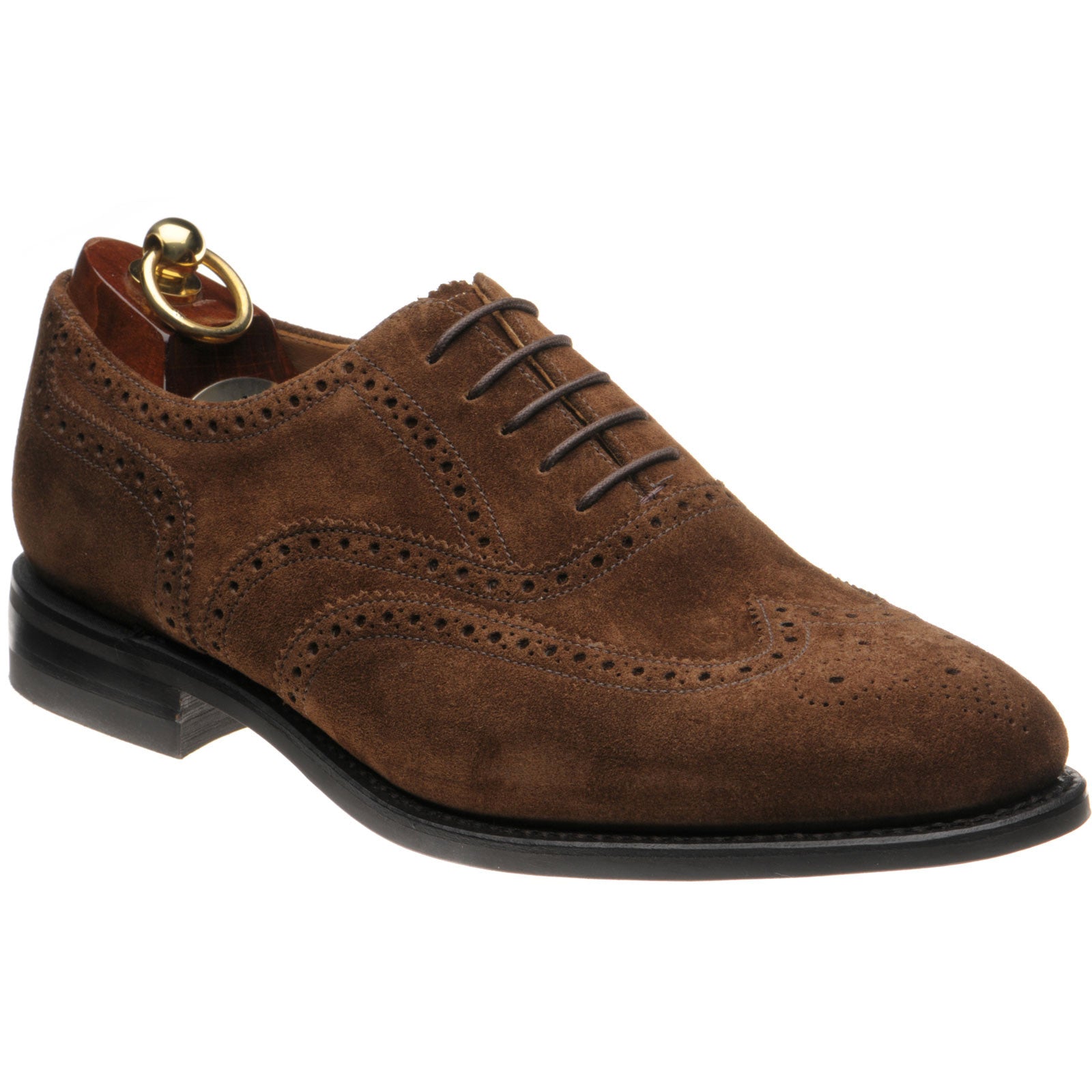 Loake 302 mens rubber-soled brogues in brown suede