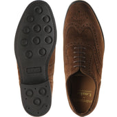 Loake 302 mens rubber-soled brogues in brown suede (second)