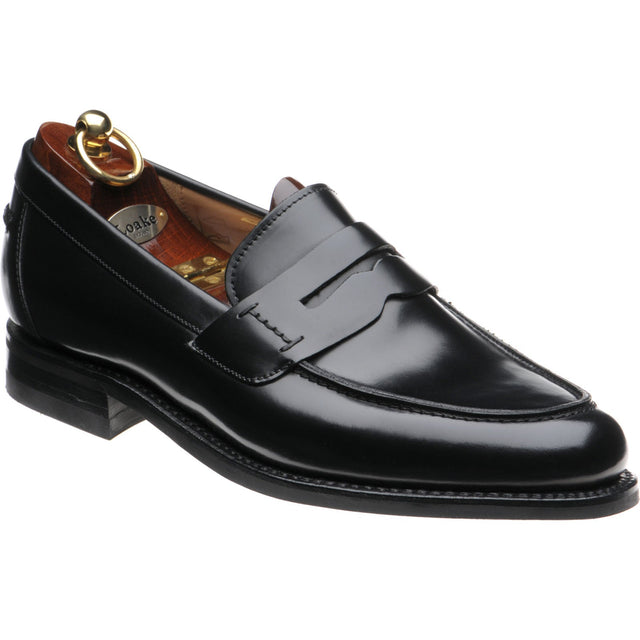 Loake 356 mens rubber-soled loafers in black polished