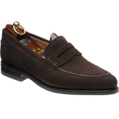 Loake 356 mens rubber-soled loafers in dark brown suede