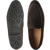 Loake 356 mens rubber-soled loafers in dark brown suede