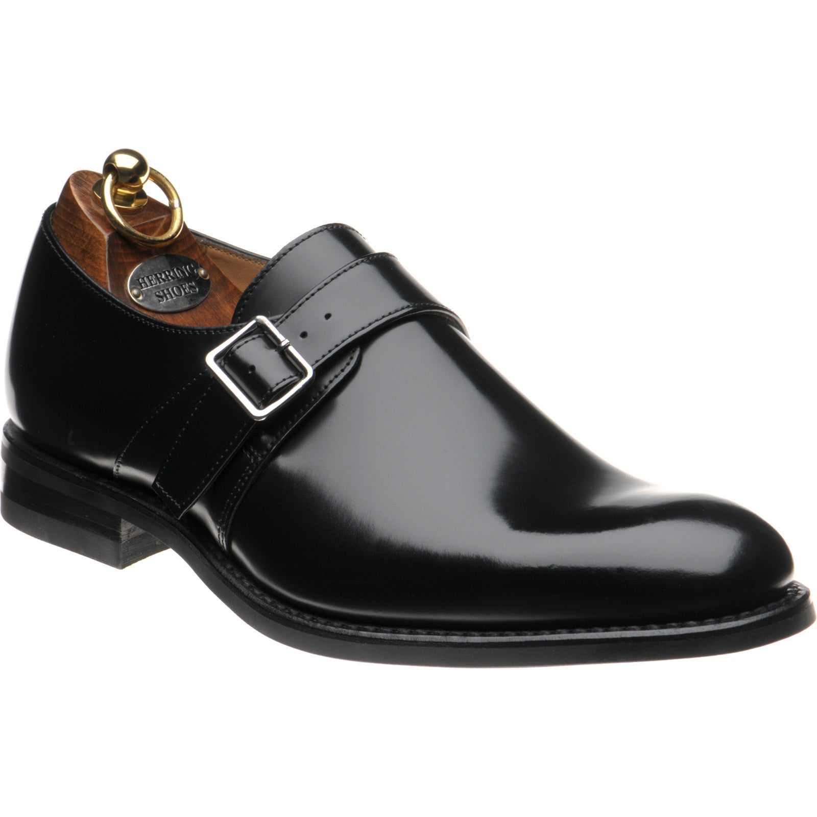 Loake 357 mens rubber-soled monk shoes in black polished