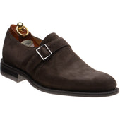 Loake 357 mens rubber-soled monk shoes in brown suede