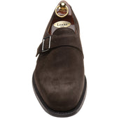 Loake 357 mens rubber-soled monk shoes in brown suede