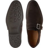 Loake 357 mens rubber-soled monk shoes in brown suede