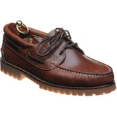 Loake 522 mens rubber-soled deck shoes in brown waxy leather