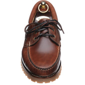 Loake 522 mens rubber-soled deck shoes in brown waxy leather