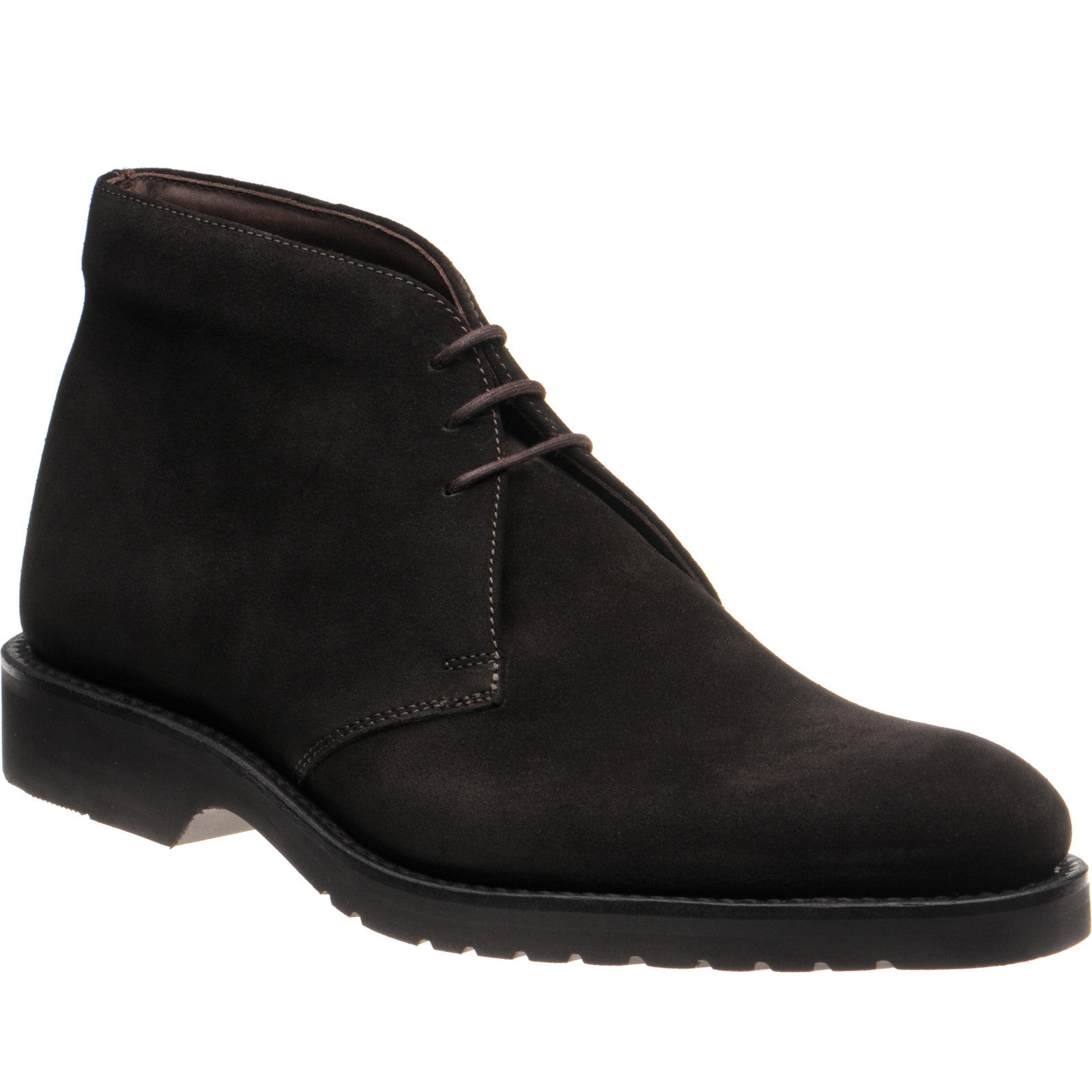 Loake Altman mens rubber-soled boots in dark brown suede