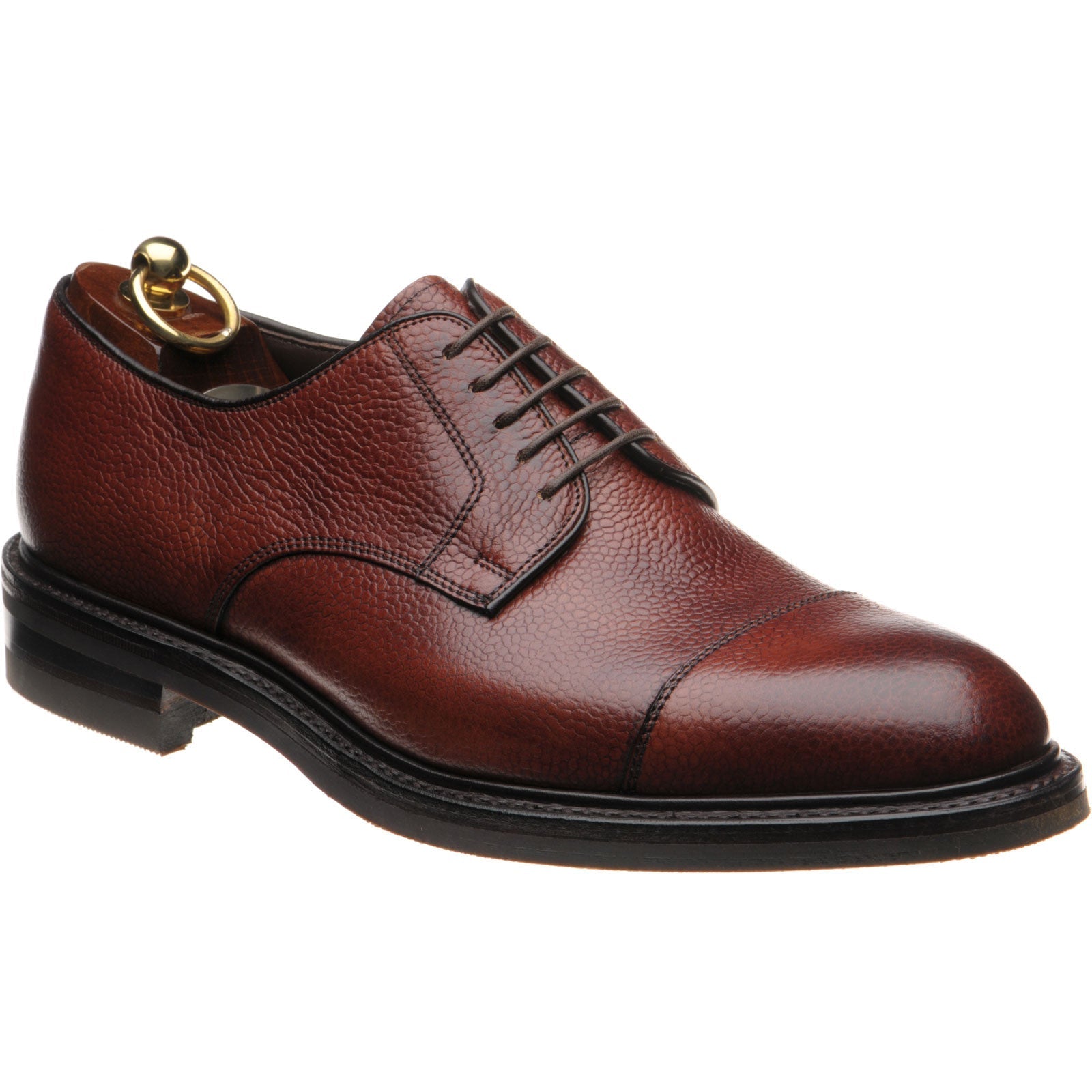 Loake Ampleforth mens rubber-soled Derby shoes in rosewood burnished grain (second)