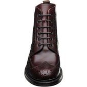 Loake Bedale mens rubber-soled brogue boots in burgundy chromexcel