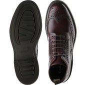 Loake Bedale mens rubber-soled brogue boots in burgundy chromexcel