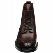 Loake Bedale mens rubber-soled brogue boots in dark brown calf