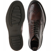 Loake Bedale mens rubber-soled brogue boots in dark brown calf