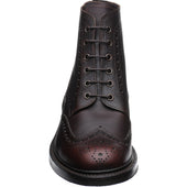 Loake Bedale mens rubber-soled brogue boots in mahogany grain