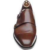Loake Cannon mens double monk shoes in dark brown calf